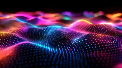 Abstract Colorful Digital Waveform: Neon Lightscape