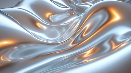 Wall Mural - abstract metallic waves with light effects in high fidelity texture digital art fluid dynamics moder