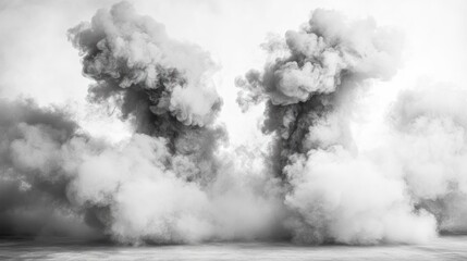 Real smoke exploding outward with an empty center space, creating a dramatic fog effect. Perfect for a spooky Halloween background or wallpaper, adding an eerie and mysterious atmosphere