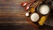 © phumpat - Tabletop cookware and rice,pizza,noodle,copy space for text,vintage style