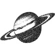© svetolk - Planet with halftone stipple effect, for grunge punk y2k collage design. Vector illustration in grainy photocopy texture for experimental dotted retro banner design