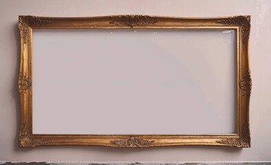 Wall Mural - Large framed white board with gold trim. The board is empty. The frame is gold