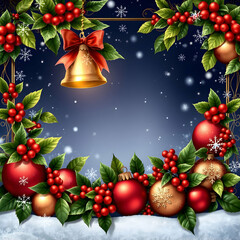 Wall Mural - christmas background with bells