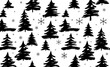 © Global Perspectives - Seamless pattern of creative brush stroke christmas trees and snowflakes on a white isolated background christmas tree silhouette Illustration