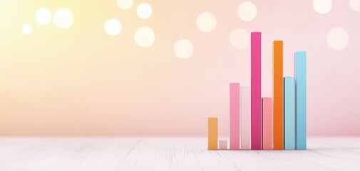 Leinwandbilder - SEO relevance concept. A colorful bar graph on a light background, representing data and trends, with varying heights indicating different values.
