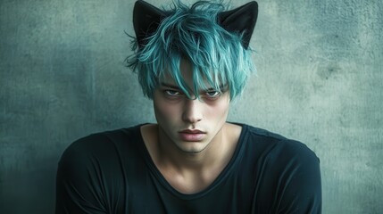 Portrait of a guy with cat ears