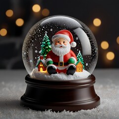 merry Christmas and New Year souvenir snow globe with Santa Claus