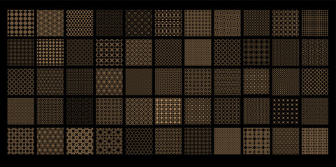 Arabesque arabic seamless pattern with golden islamic ornament set
