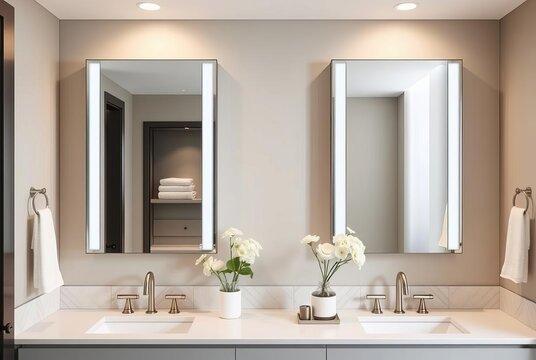 Use recessed medicine cabinets with mirror fronts to save space