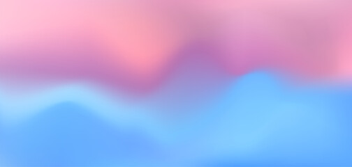 Wall Mural - Vibrant vector light blue and pink wavy mesh gradient background. Abstract bright 3d curve shapes ultramarine and rose fluid digital watercolor for banner design, water sky concept, liquid poster