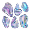© PNG - Set of six holographic liquid blobs iridescent morphing colorful abstract shapes background design element for modern poster cover branding banner placard trendy style iridescent pastel color palette