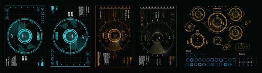 Wall Mural - vector set aerial targets, sights and devices for geolocation, detection objects and their destructi