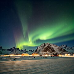 Wall Mural - Landscape with northern lights	
