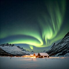 Wall Mural - Landscape with northern lights	
