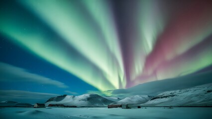 Wall Mural - Landscape with northern lights	
