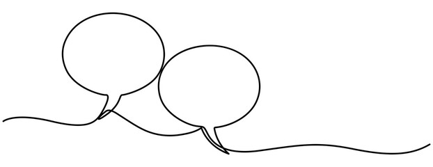 Speech Bubble Single Line Icon. One continuous line drawing of Speech bubble square shaped. Chat cloud and thought dialogue symbol in simple linear style. Comic text comment concept in editable stroke