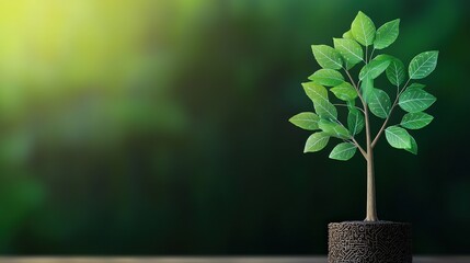 A small, vibrant green plant in a decorative pot, symbolizing growth and renewal.