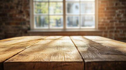 Fototapete - Table top background. Wooden table mock up background minimalistic copy space countertop
