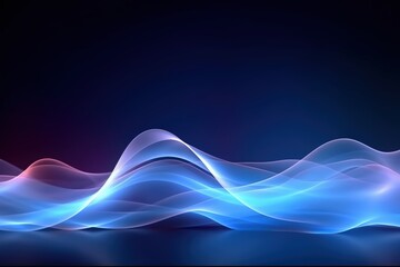 Wall Mural - Flowing abstract waves of light in blue and pink