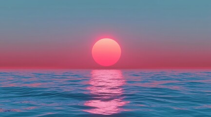 Wall Mural - Serene sunset over tranquil ocean waters