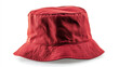 © Yuwarin - A red bucket hat isolated on a white background