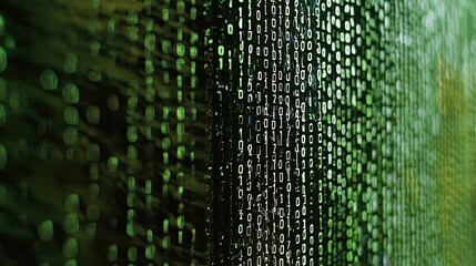 Abstract binary code representation in green tones
