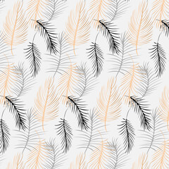  Seamless vector pattern, tops and tropical leaves, for bedding, wallpaper and texture