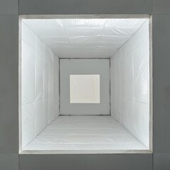 Wall Mural - Abstract white structure with illuminated squares