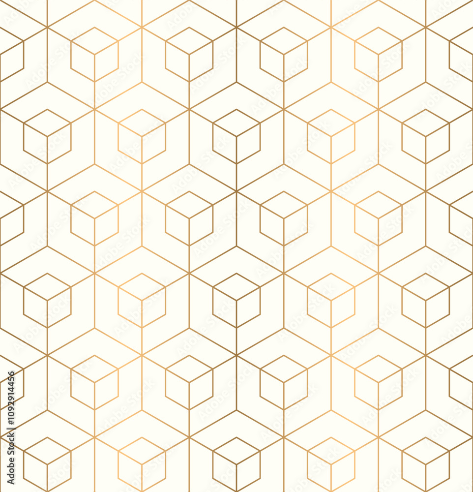 Seamless geometric pattern with hexagon grid line on white background ...