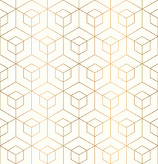 Wall Mural - seamless geometric pattern with hexagon grid line on white background vector.