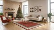 © Nikolai - A cozy living room adorned with a beautifully decorated Christmas tree and a warm fireplace, creating a festive and inviting atmosphere for the holiday season.