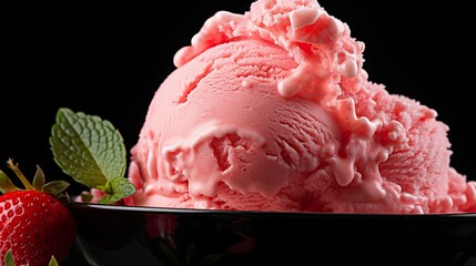 Wall Mural - A photo of a scoop of strawberry ice cream