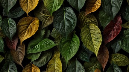 A graphic representation of six stylized leaves arranged in two rows,