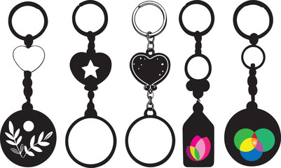 Key Chain Icon logo sign set vector outline. Cute keychain icons set design