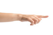 © Nikolay - Woman hand show finger number one isolated on a white background.