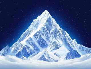 Wall Mural - An ice-covered mountain peak at night that seems to glow from moonlight.