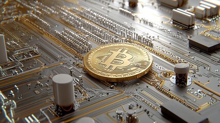 Fototapete - Meticulously Bitcoin chart showcasing intricate details patterns and dramatically lit with a single source of hard light to create a chiaroscuro inspired contrast and Renaissance esque tones