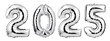 © koosen - Numbers 2025 made of  silver balloons isolated on white background.New year concept.