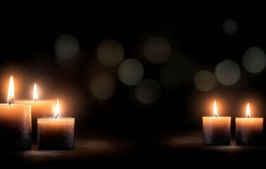 Poster - Warm glow of candles illuminating a dark space during a quiet evening gathering