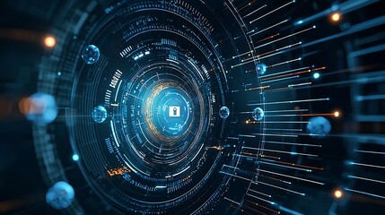 Leinwandbilder - Innovative Abstract Quantum Data Structure Showcasing Advancements in Cybersecurity Technology  Digital of a complex futuristic data structure with encryption particles
