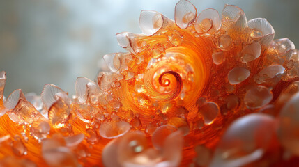 Aufkleber - An artistic arrangement of orange glass petals layered in a spiral pattern, exuding warmth and sophistication,
