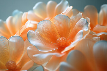 Aufkleber - A creative arrangement of translucent orange glass petals curling inward to form a mesmerizing centerpiece,