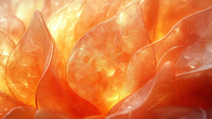 Aufkleber - A clustered composition of overlapping orange glass petals, forming a cohesive and striking abstract structure,