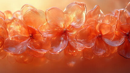 Aufkleber - A clustered composition of overlapping orange glass petals, forming a cohesive and striking abstract structure,
