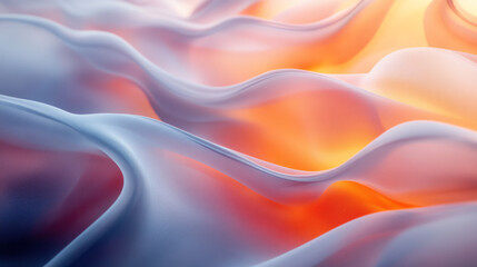 Aufkleber - Abstract curved shapes of translucent gradient glass, glowing delicately with a smooth, soft focus,