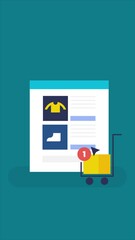 Wall Mural - Add to shopping cart. Add products to shopping cart, eCommerce shopping cart. Vertical video animation.