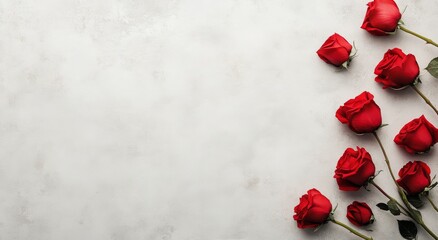 Canvas Print - Red roses arranged beautifully on a light background for decoration or celebration