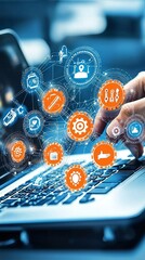 Wall Mural - digital technology and business process optimization.