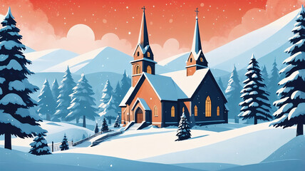 Wall Mural - church in the mountains