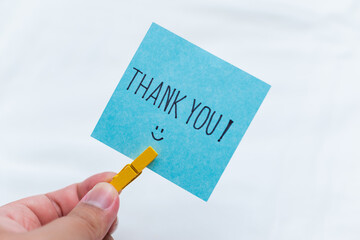 Aufkleber - Business thank you note office desk gratitude message minimalist environment close-up view positive concept
